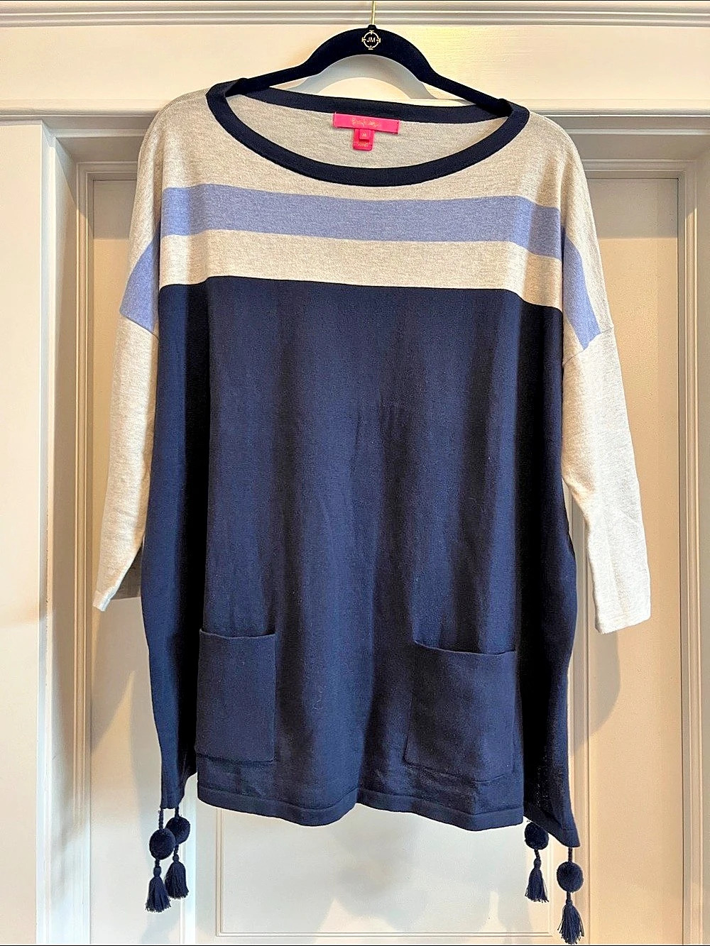 Lilly Pulitzer Color Block Tunic Blue & White Like New